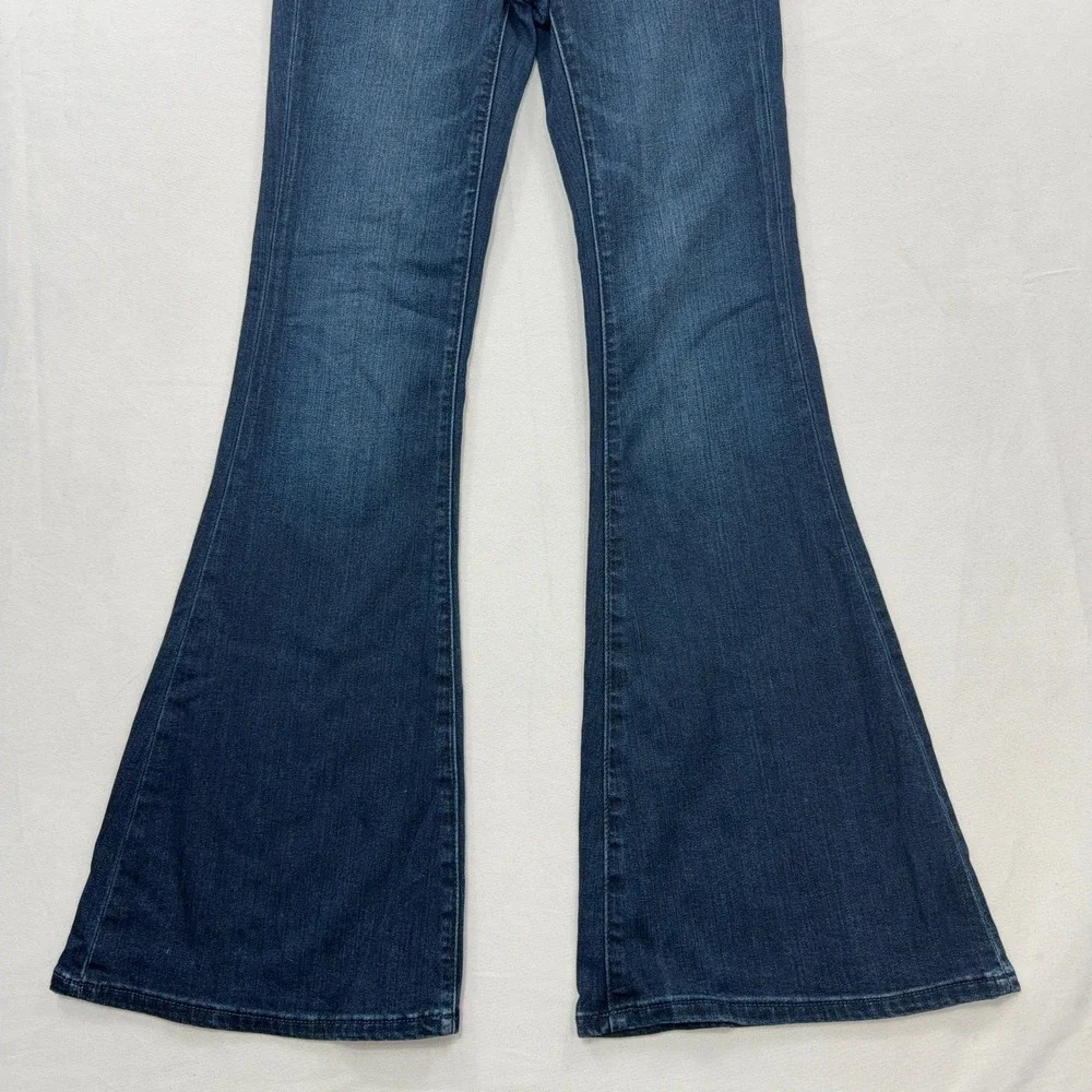 BKE Jeans Billie High Rise Flare Slim Fit Dark Wash Denim Blue Womens 25 x 31.5